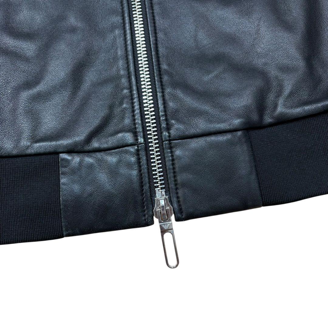 美品 EMPORIO ARMANI ラムレザーブルゾン バックロゴ サイズ50