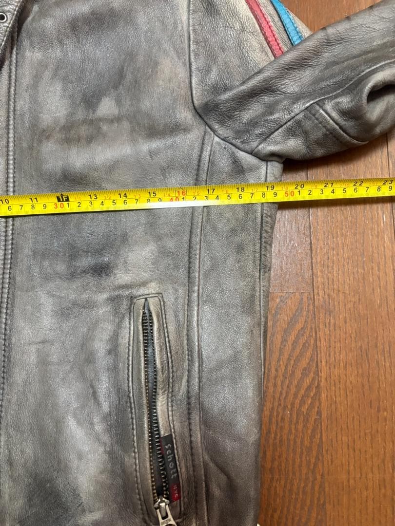良品　クラシックレーサー　Schott　牛革　グレー S