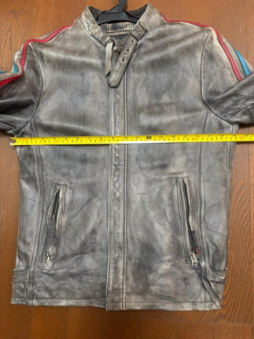 良品　クラシックレーサー　Schott　牛革　グレー S