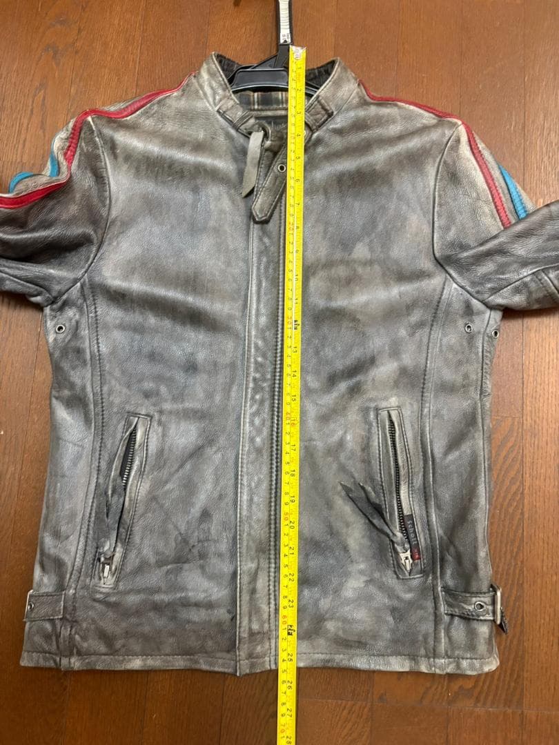 良品　クラシックレーサー　Schott　牛革　グレー S