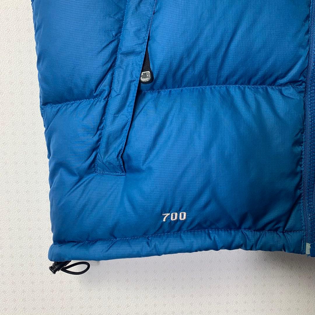 00s ノースフェイス センターロゴ刺繍ヌプシベスト M ブルー 700fill