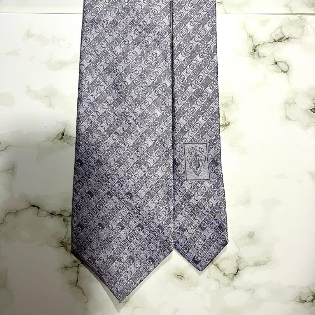 美品✨　GUCCI グッチ　ネクタイ　ロゴ　パープル