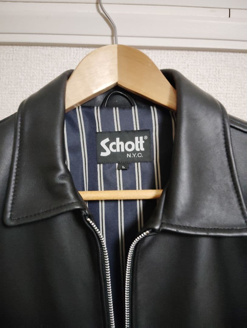 Schott シングルライダース ブラックレザージャケット　羊革 Lサイズ