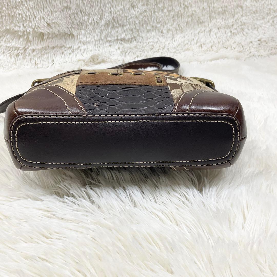 COACH コーチ ショルダーバッグ レオパード パッチワーク レザー