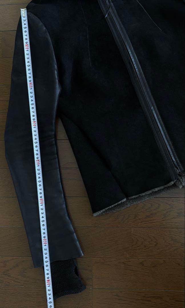 極美品 ISAAC SELLAM ムートン×カーフレザーライダースジャケット