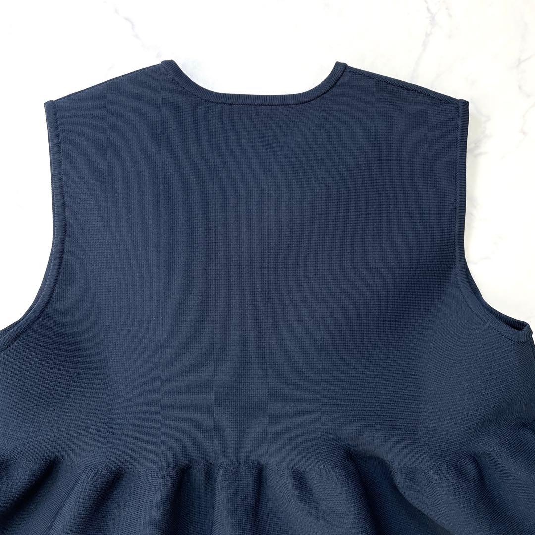 UNITED ARROWS ニットベスト ミニフリル ネイビー F