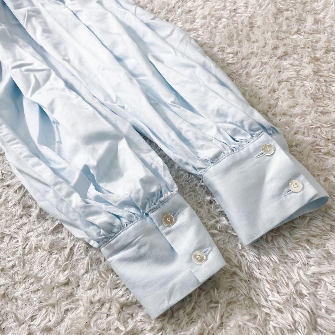 【未使用✨25ss】Heve ブーケフリルブラウス ブルー ボウタイ リボン 綿
