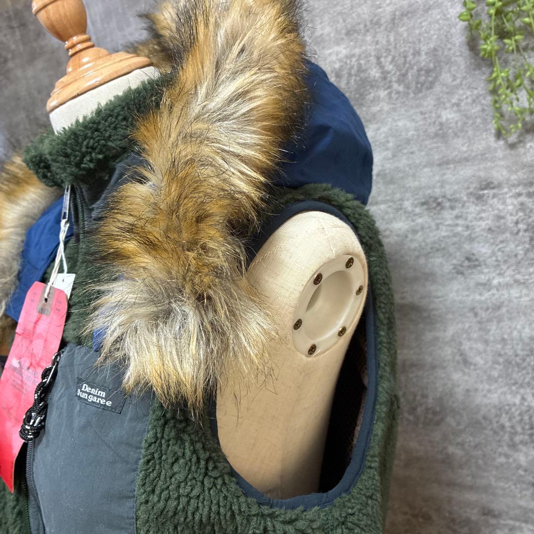 denim dungaree タグ付き　未使用品　ファー付きフリースベスト　02
