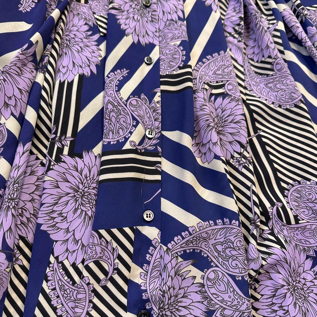 コルコバード♡2way ロングワンピース ベルトリボン ボウタイ 花柄 パープル