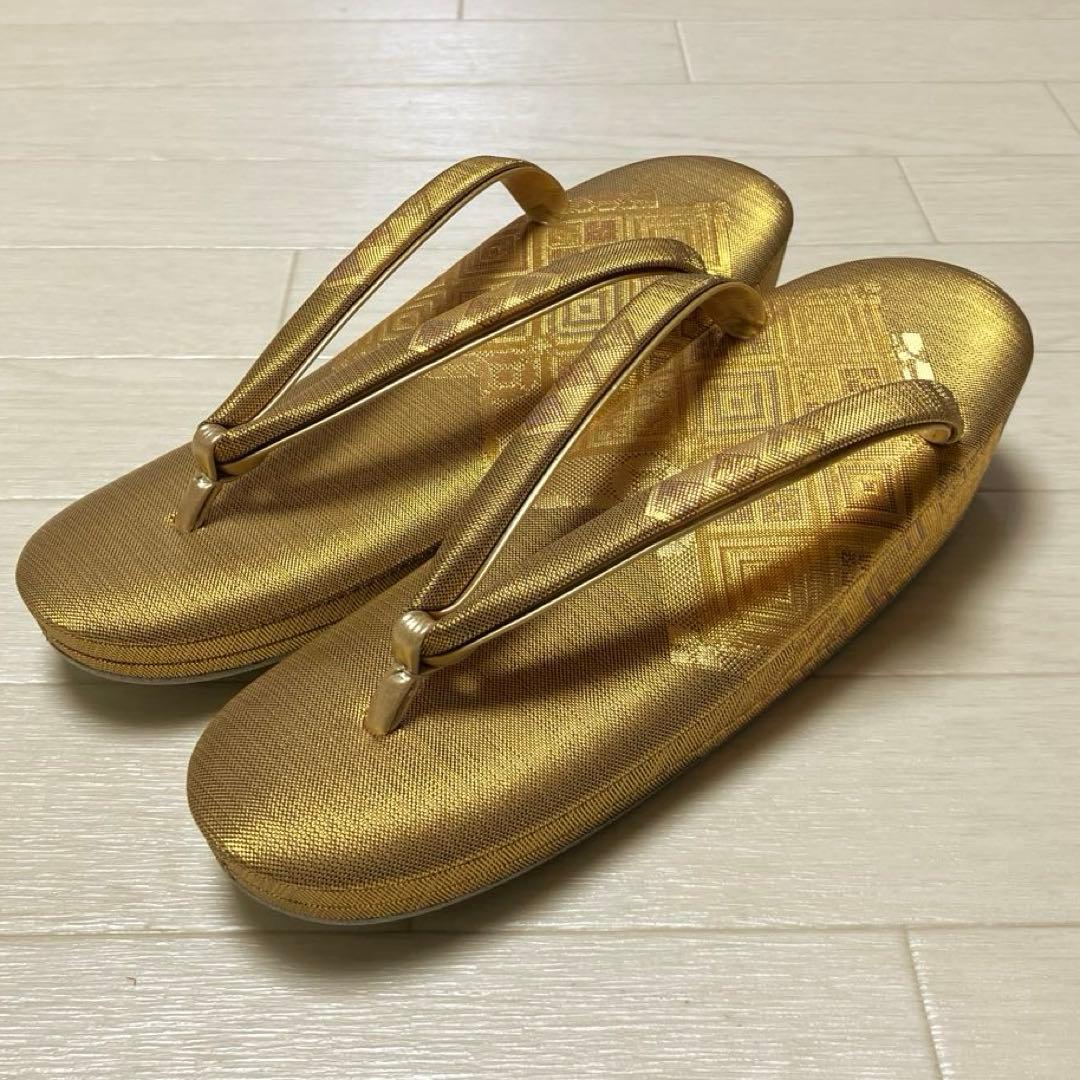 《未使用》正絹　佐賀錦　草履バッグ　ゴールド　草履はおまけ　フォーマル
