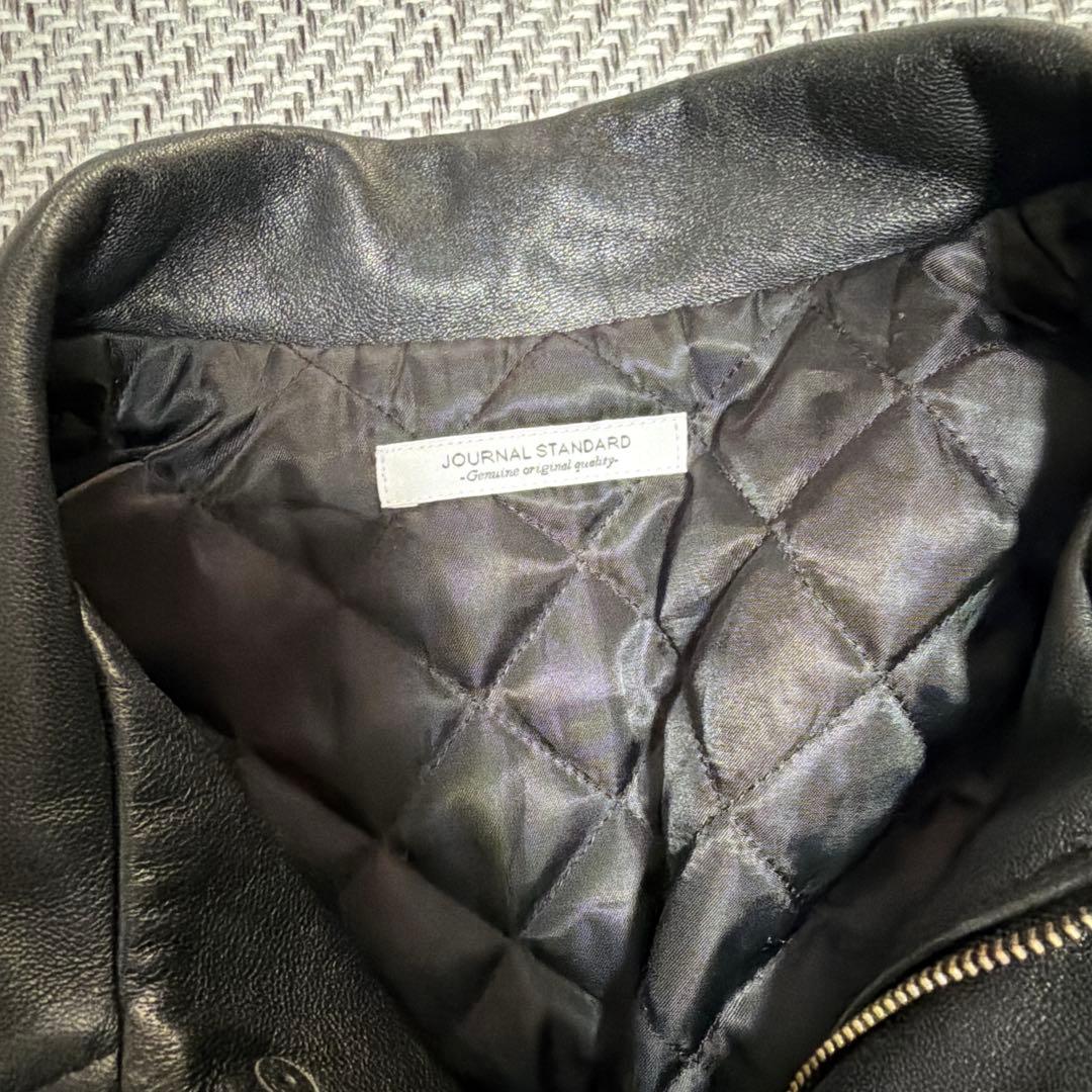 【美品】JOURNAL STANDARD ラムダッドレザーブルゾン（ブラック）