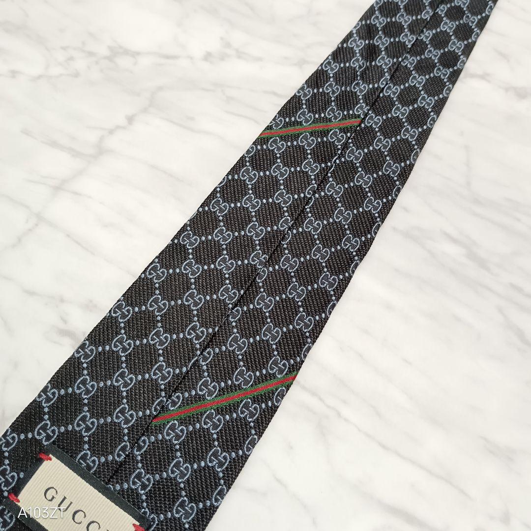 ●良品 GUCCI グッチ GG柄 ネクタイ ブラック 系 蜂 タグ