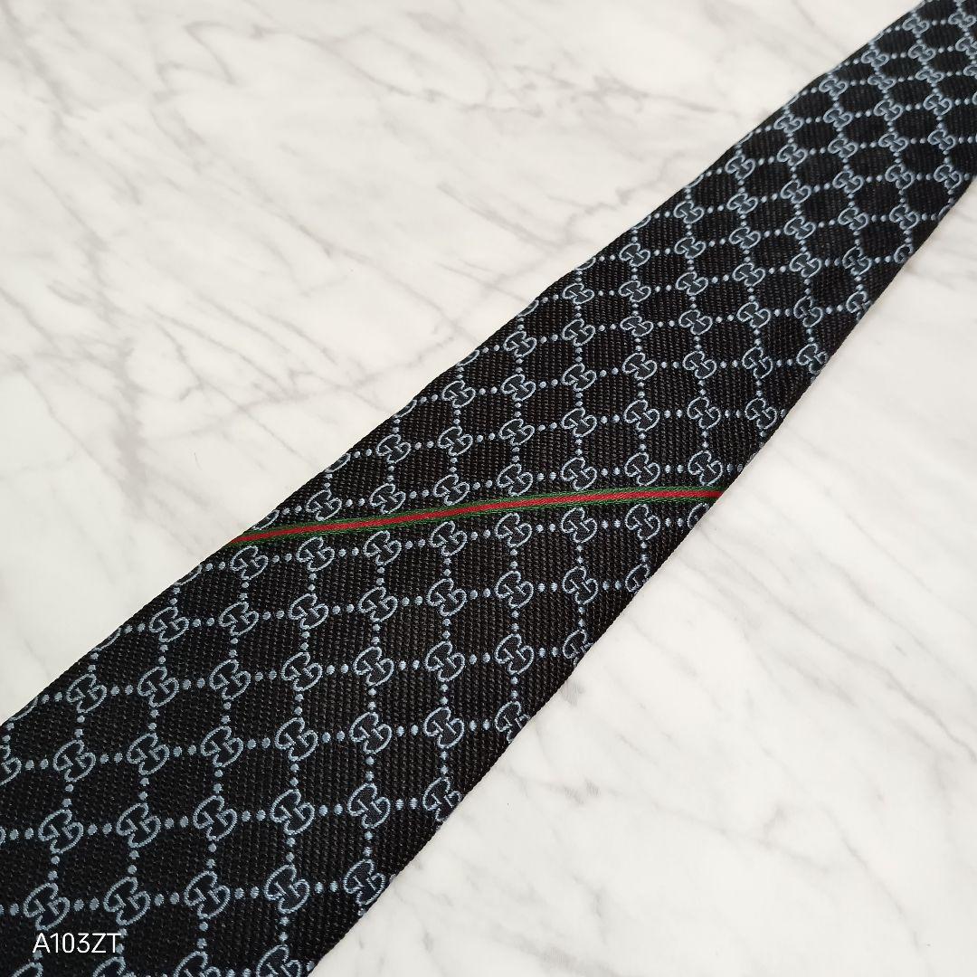 ●良品 GUCCI グッチ GG柄 ネクタイ ブラック 系 蜂 タグ
