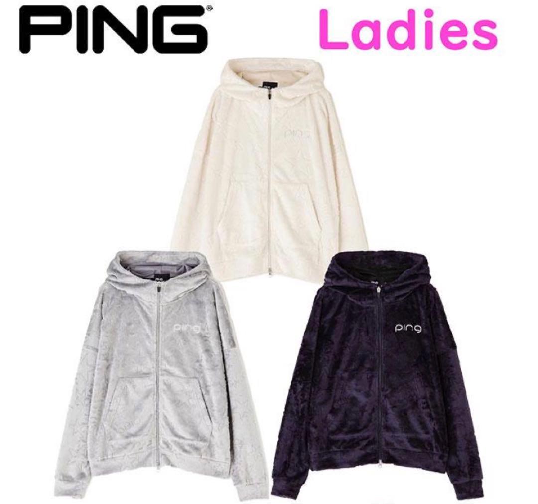 M ☆新品☆ PING ゴルフ ベロア フーディー ボア　ブルゾン ネイビー