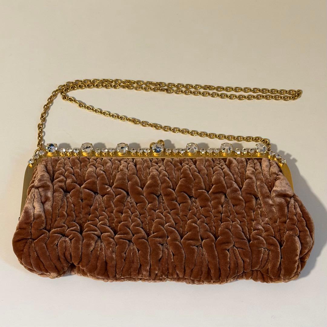 miu miu ベルベット チェーンバッグ クラッチバッグ