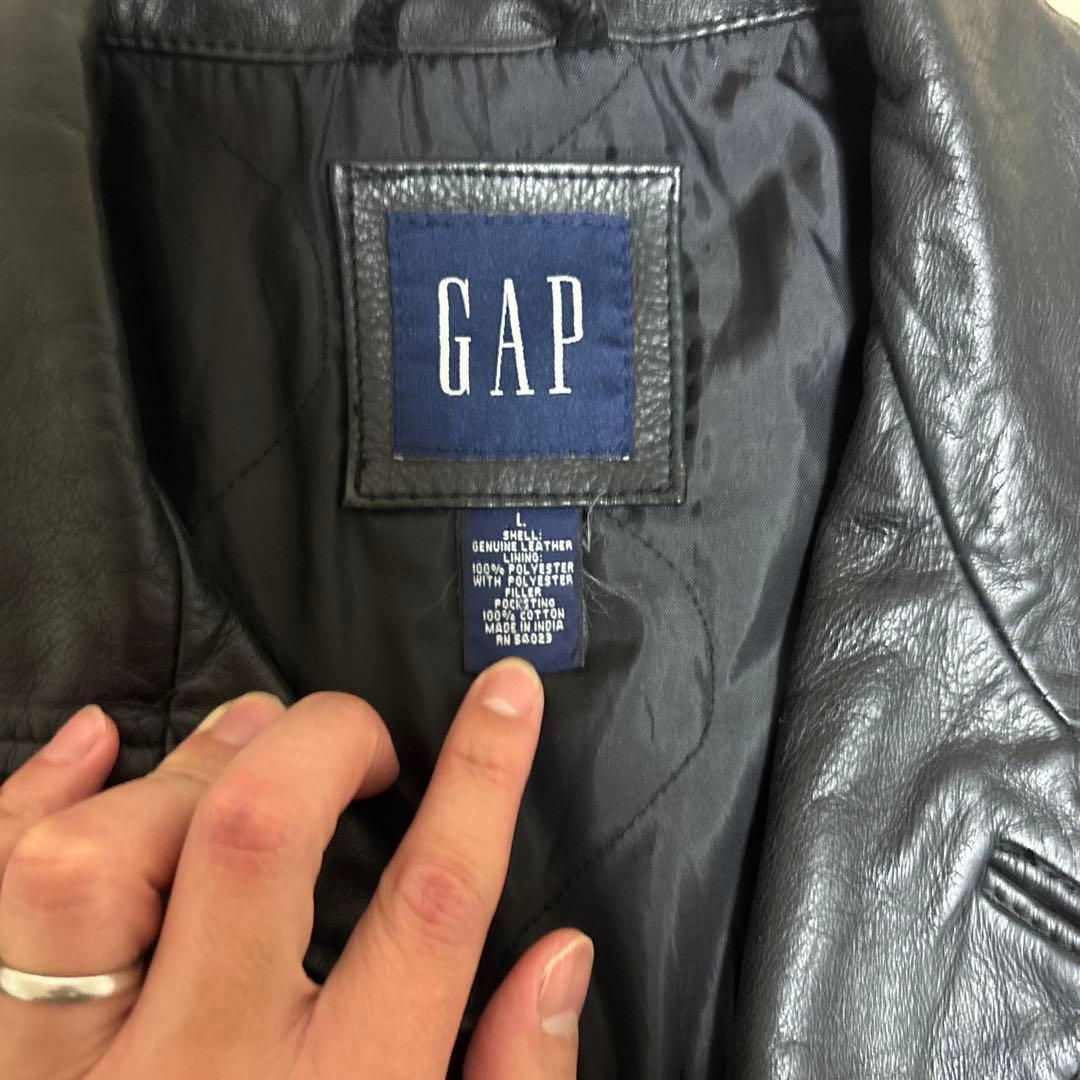 希少サイズ　Old Gapブラックレザージャケット Lサイズ