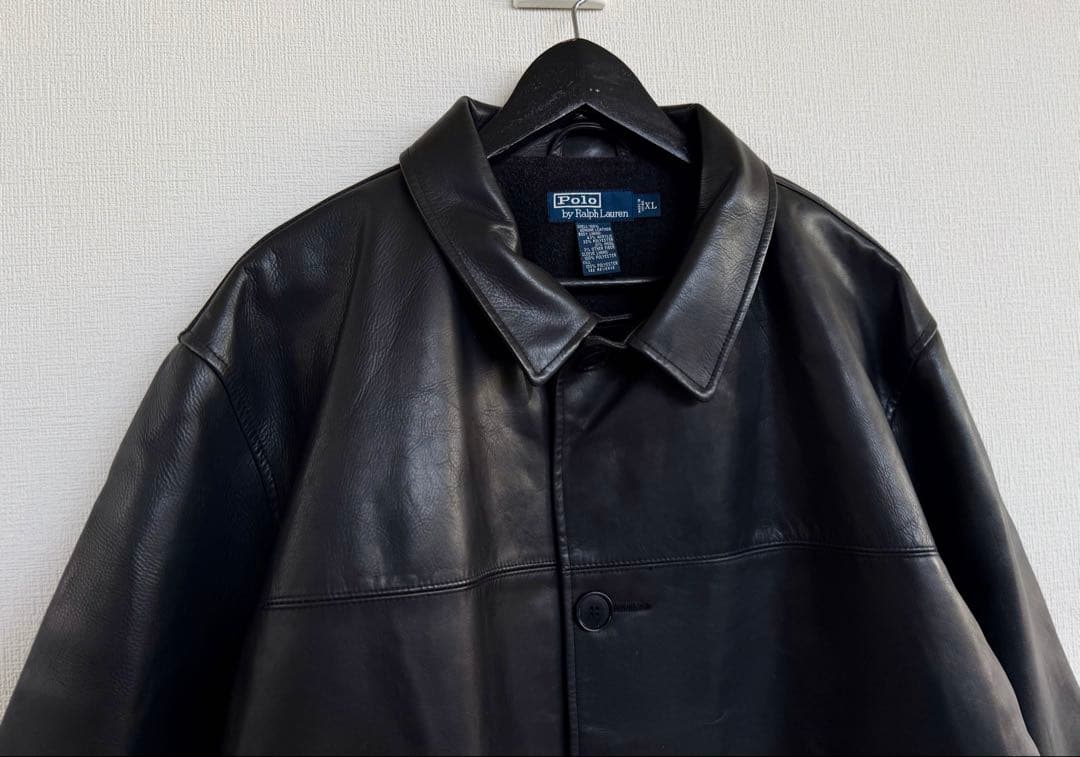 超スペシャル 90s ポロ ラルフローレン レザー カーコート XL ブラック