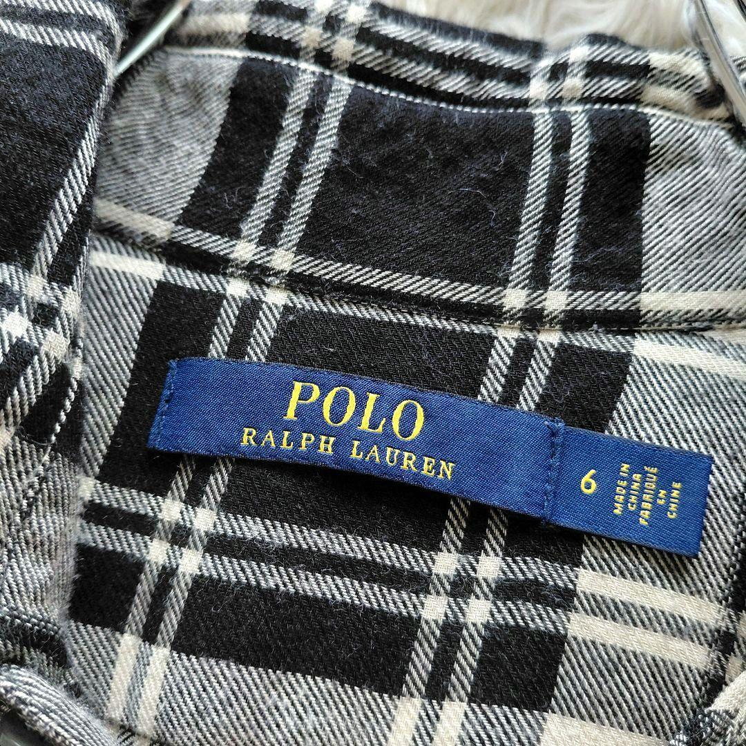 6 美品 ポロラルフローレン マキシ丈 Aライン チェック柄 シャツ ワンピース