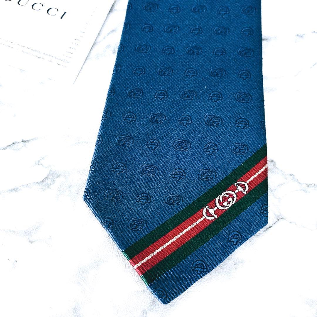 ✨未使用箱付タグ付✨GUCCI 現行　ホースビット　インターロッキング　ネクタイ