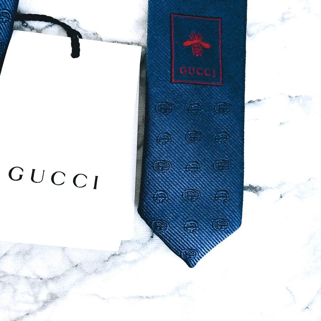 ✨未使用箱付タグ付✨GUCCI 現行　ホースビット　インターロッキング　ネクタイ