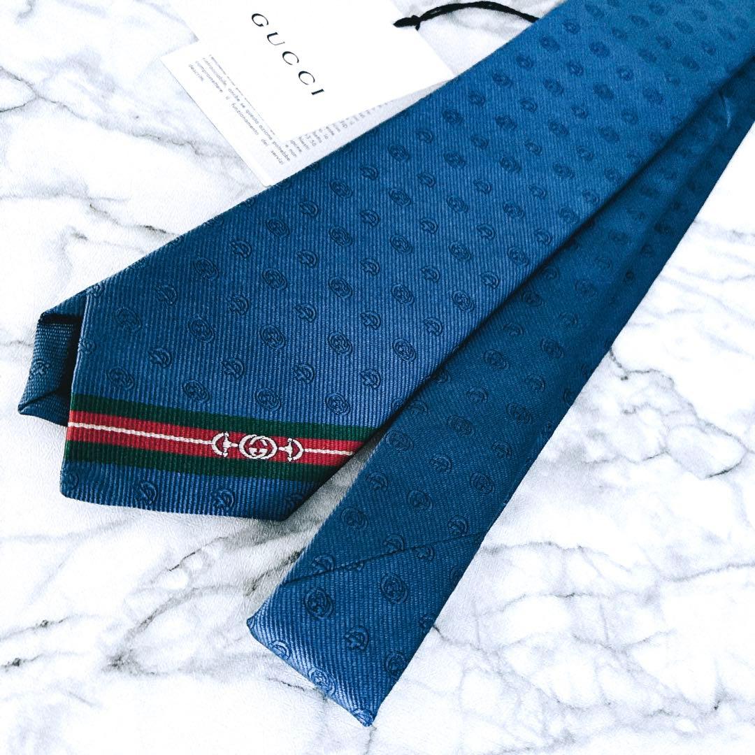 ✨未使用箱付タグ付✨GUCCI 現行　ホースビット　インターロッキング　ネクタイ