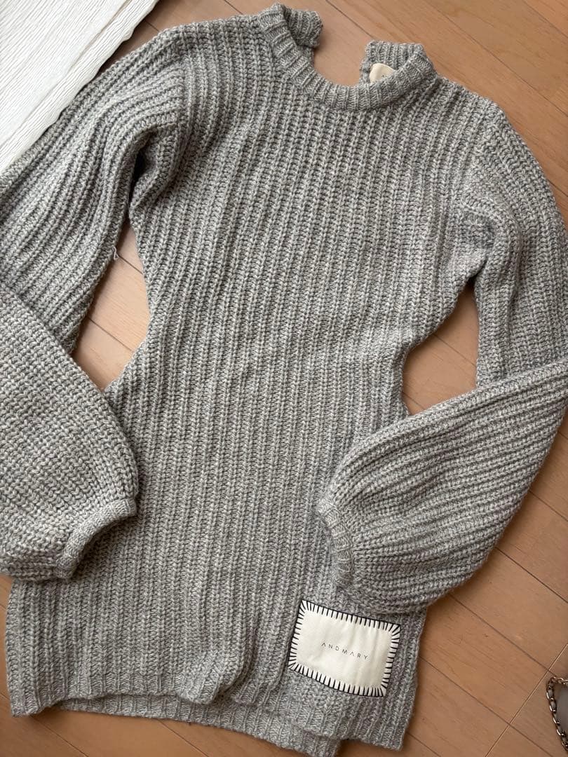 Andmary Mel knit mini dress gray定価14300
