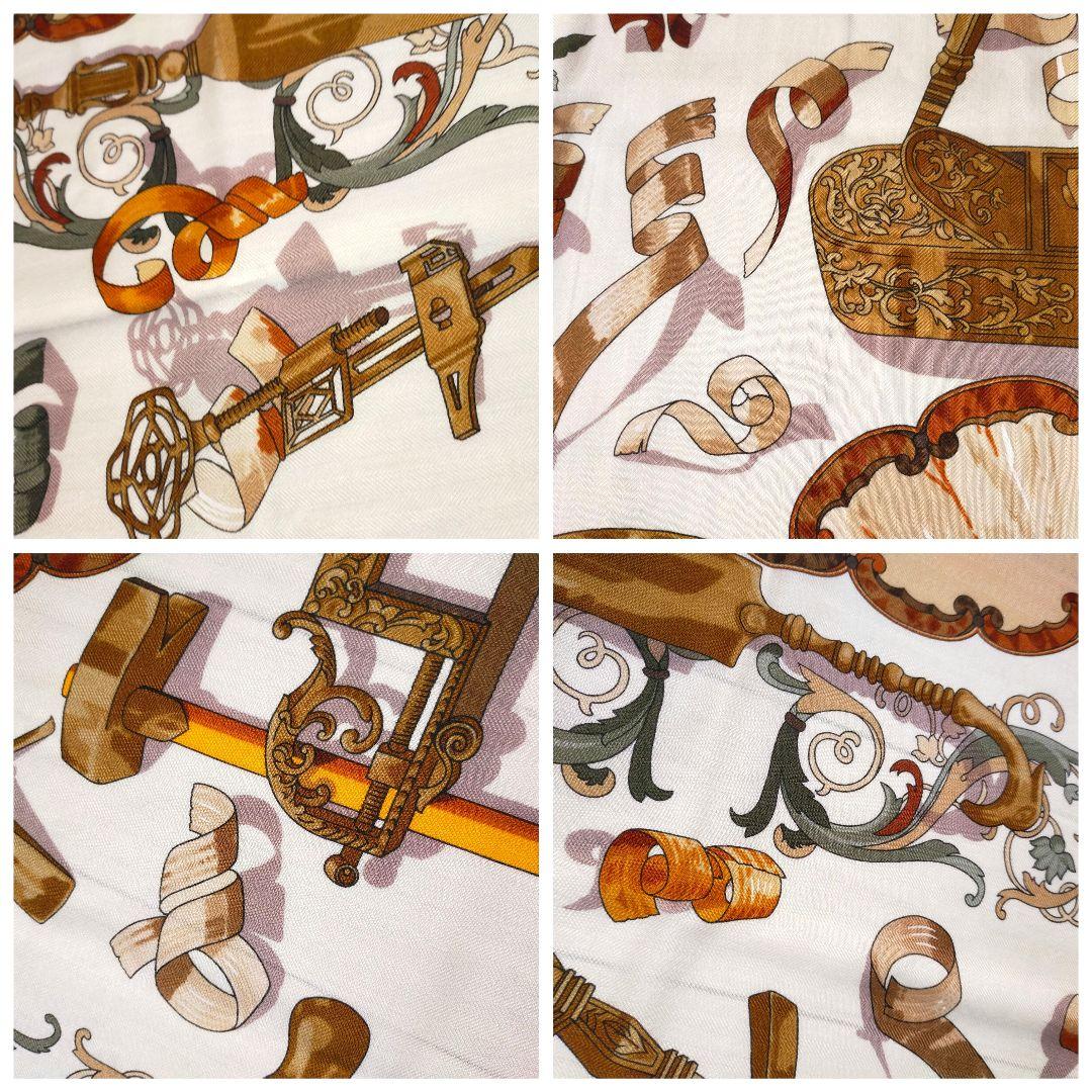 ☘️未使用に近い☘️HERMES カシミヤ カレ90　Copeaux おが屑