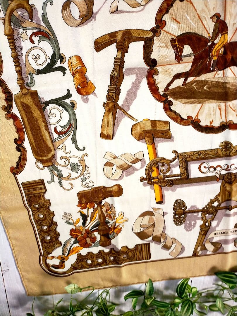 ☘️未使用に近い☘️HERMES カシミヤ カレ90　Copeaux おが屑