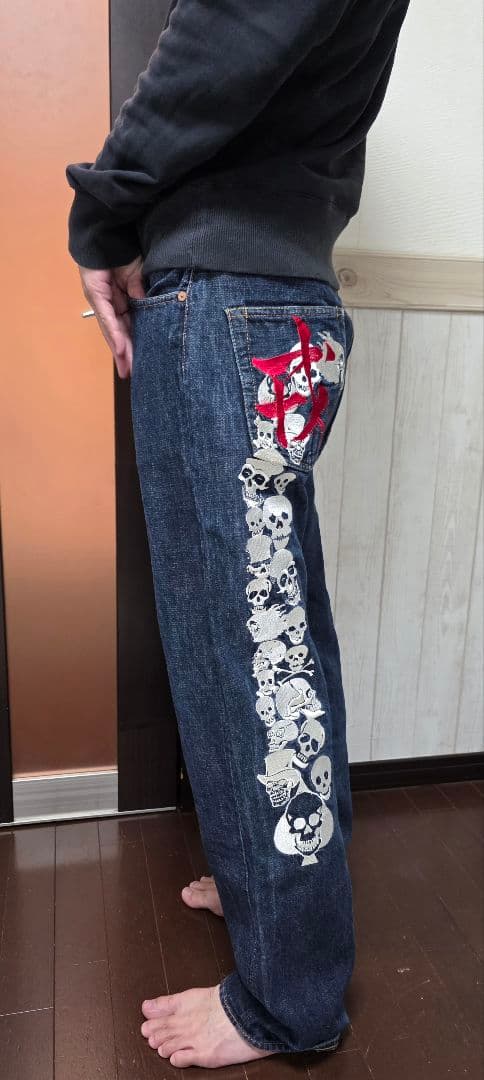 EVISU (エヴィス)大黒ドクロ刺繍デニムパンツ 30×35(参考サイズM )