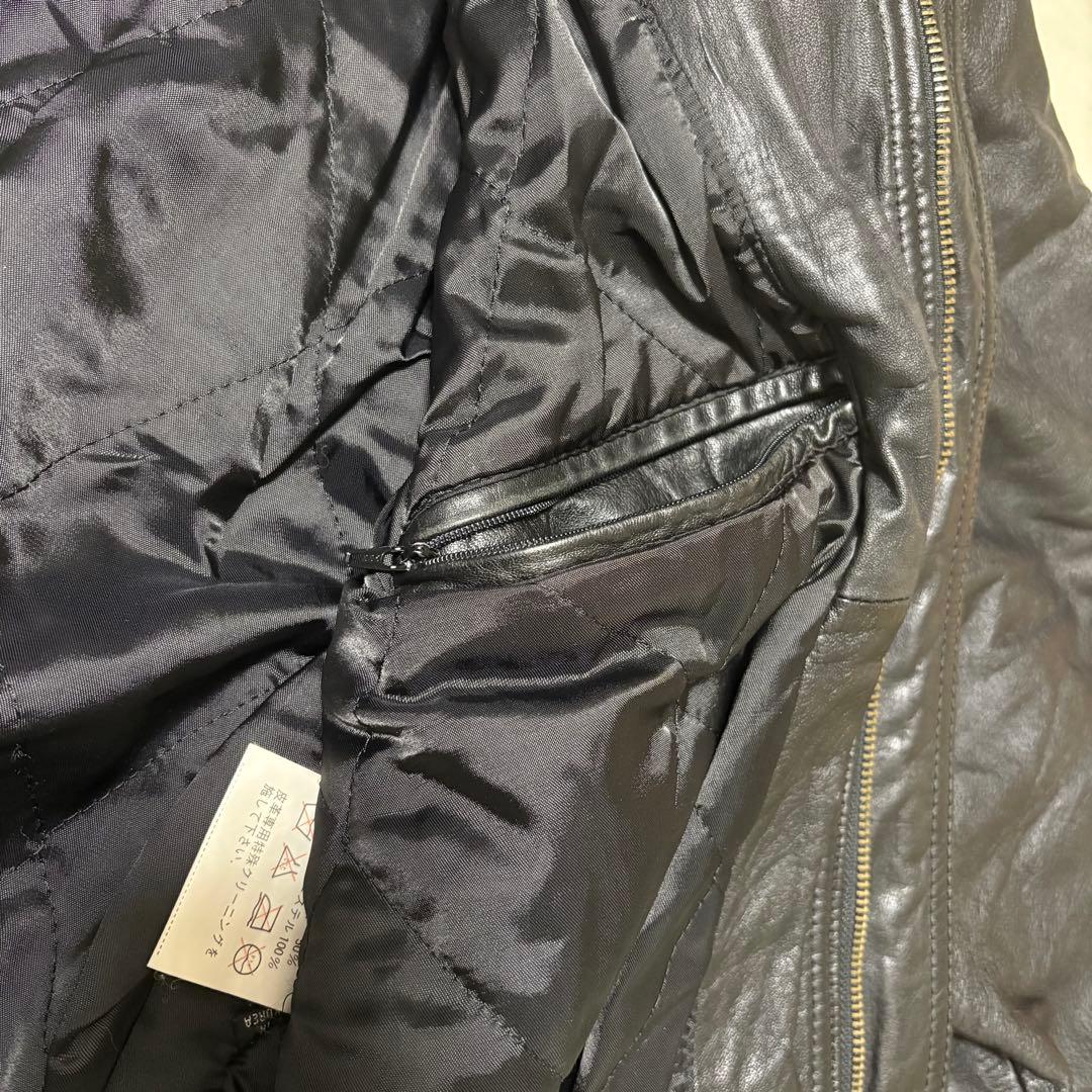 90s JACKERS 本革レザージャケット　短丈　中綿　牛革　ブラック　M