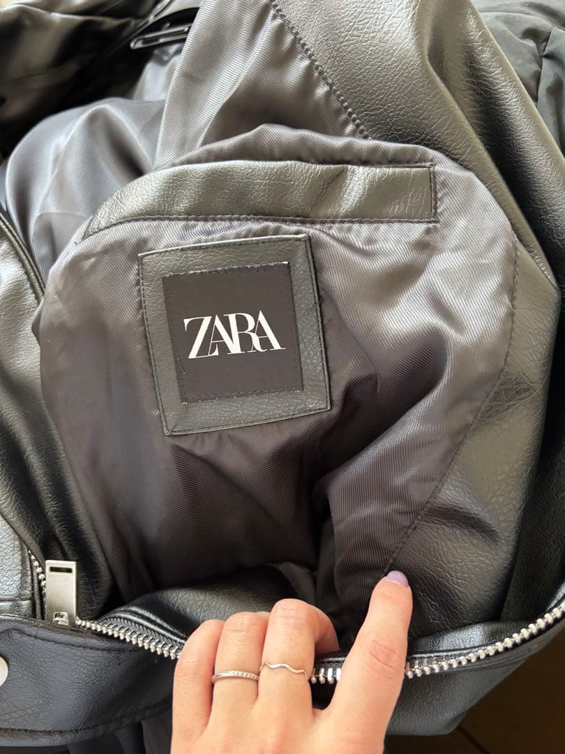 ZARA ライダースジャケット ダブル メンズ ブラック