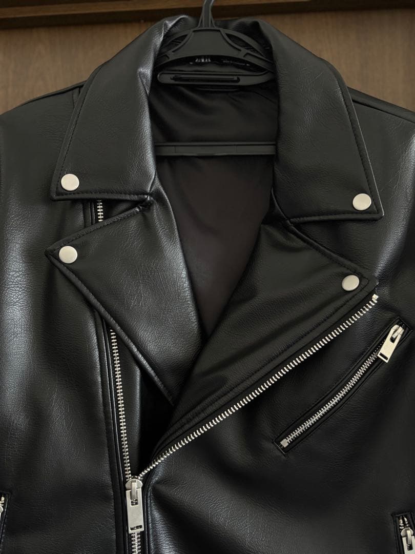 ZARA ライダースジャケット ダブル メンズ ブラック