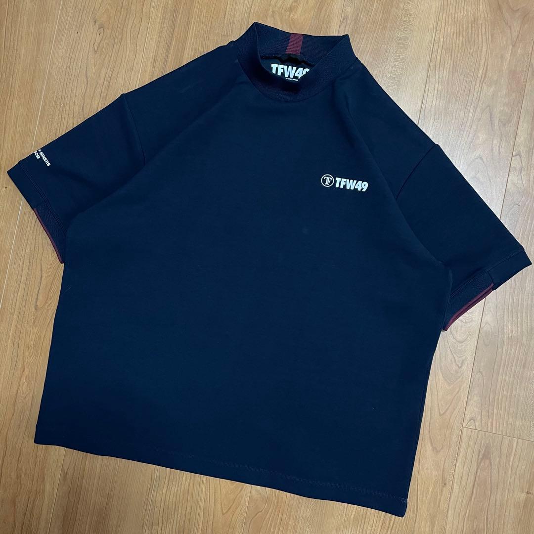 定価3.4万　2025モデル　TFW49 モックネック Tシャツ　ネイビー　XL