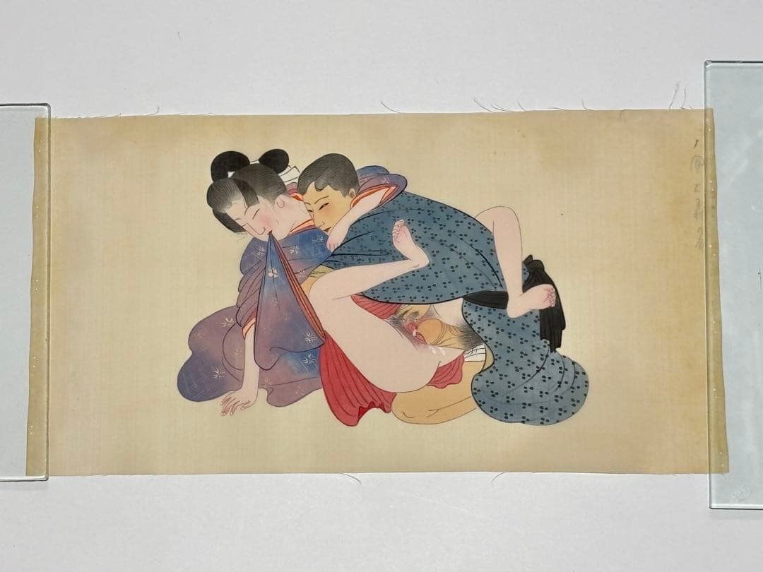 「彩色肉筆春画」明治頃筆 絹本 8枚|艶本 わじるしわ印浮世絵 錦絵 和本