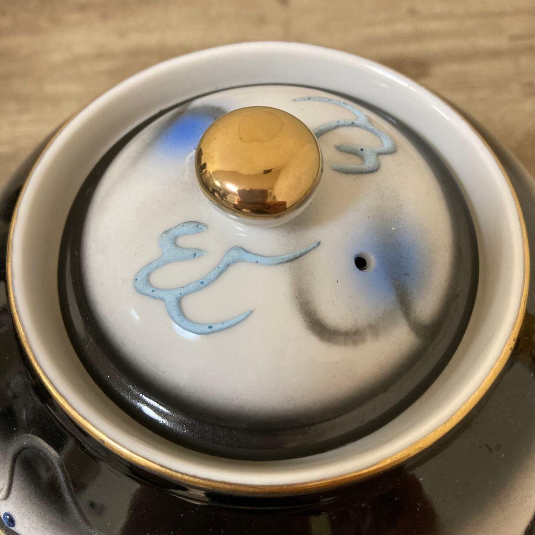希少品　ビンテージ　上絵付　二重デコ盛龍　古茶器　名古屋絵付　デッドストック