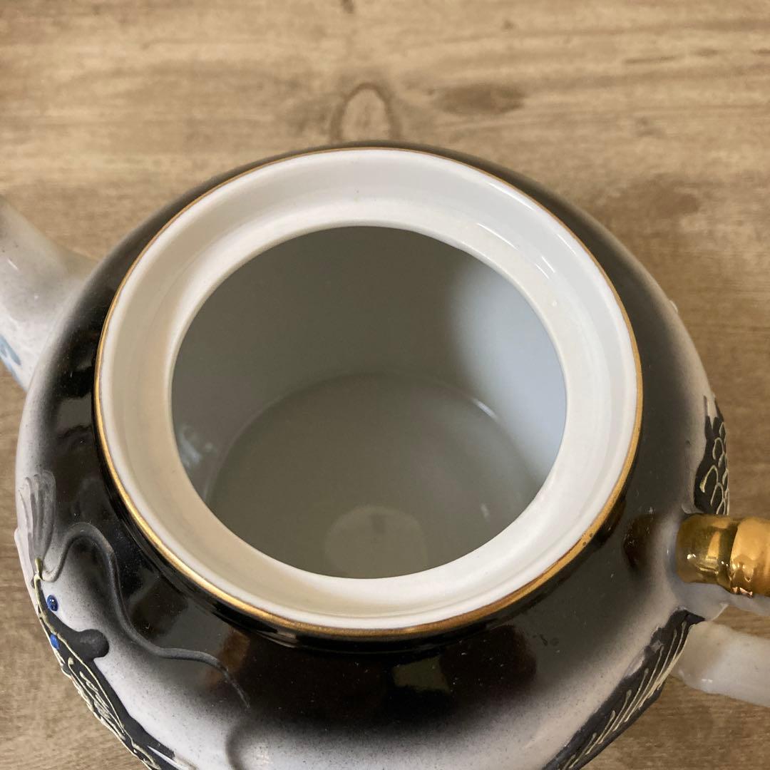 希少品　ビンテージ　上絵付　二重デコ盛龍　古茶器　名古屋絵付　デッドストック