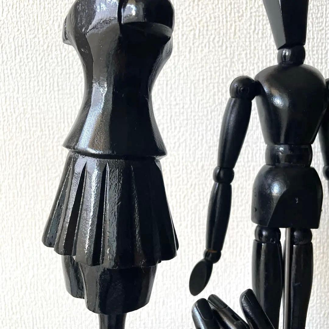 トルソー/帽子立(ハットスタンド)/黒色木製マネキン2体と手のオブジェ3点セット