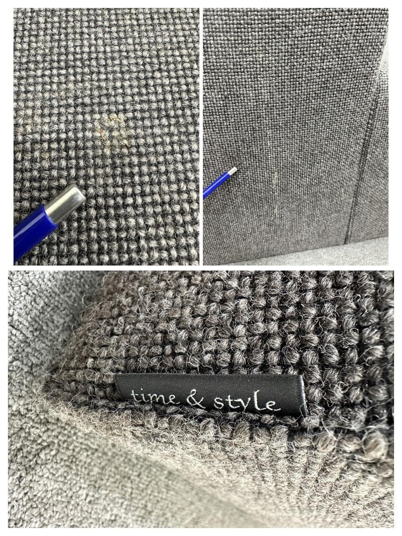 ■TIME＆STYLE■LENNON　3Pソファ　モダン　チャコールグレー
