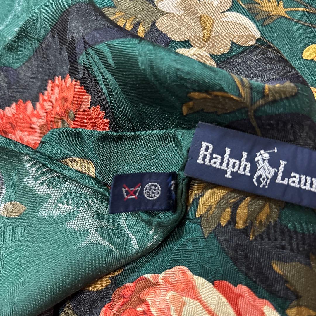 美品　Ralph Lauren 大判 シルク100%スカーフ