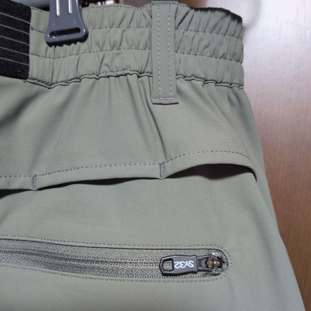 SY32:メンズ:Lサイズ:ストレッチ ロングパンツ:オリーブ色