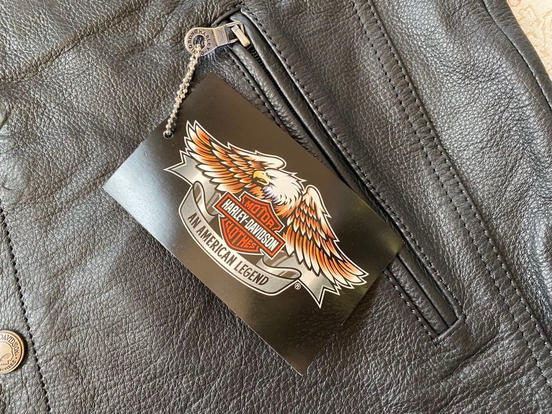 新品未使用Harley-Davidsonレザーベスト スカルデザイン特価現品限り