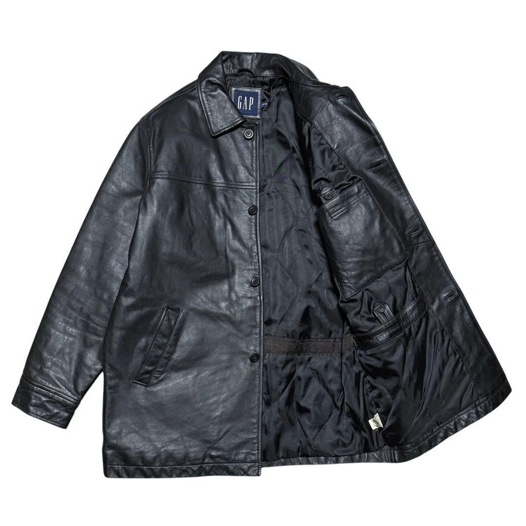 希少サイズ XS 美品 2000's OLD GAP レザー カーコート 牛革