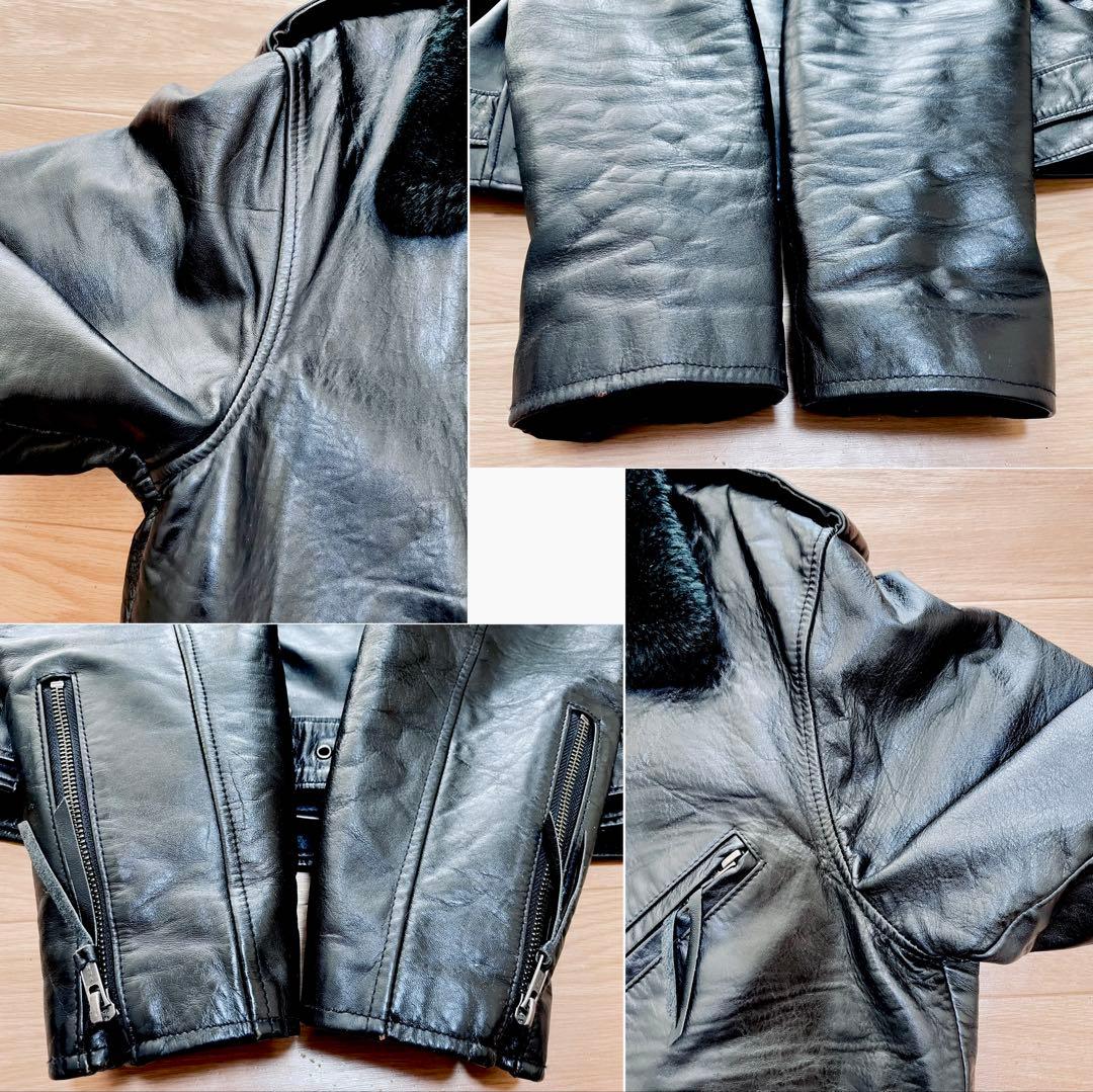 美品 Liugoo Leathers 馬革 ライダースジャケット 脱着式襟ボア