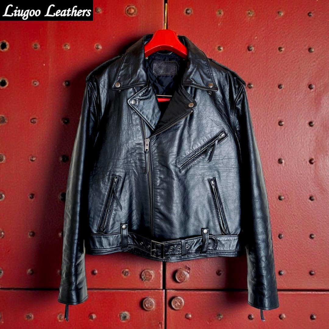 美品 Liugoo Leathers 馬革 ライダースジャケット 脱着式襟ボア