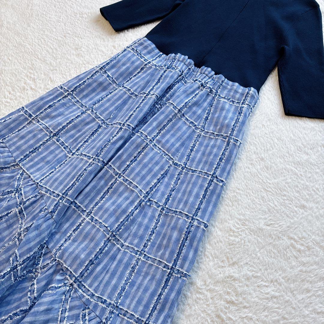 も*な様 美品 JUSGLITTY 美香 コラボ ドッキングワンピース 青 ネイ