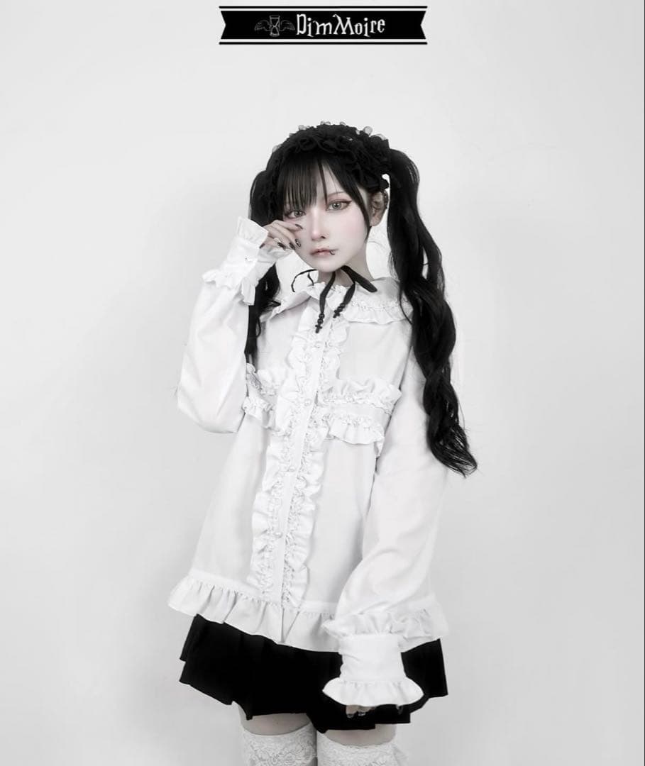 dimmoire 十字フリルブラウス White