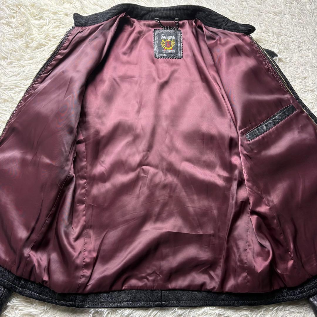 【極美品】Schott シングルライダースジャケット ゴートレザー L