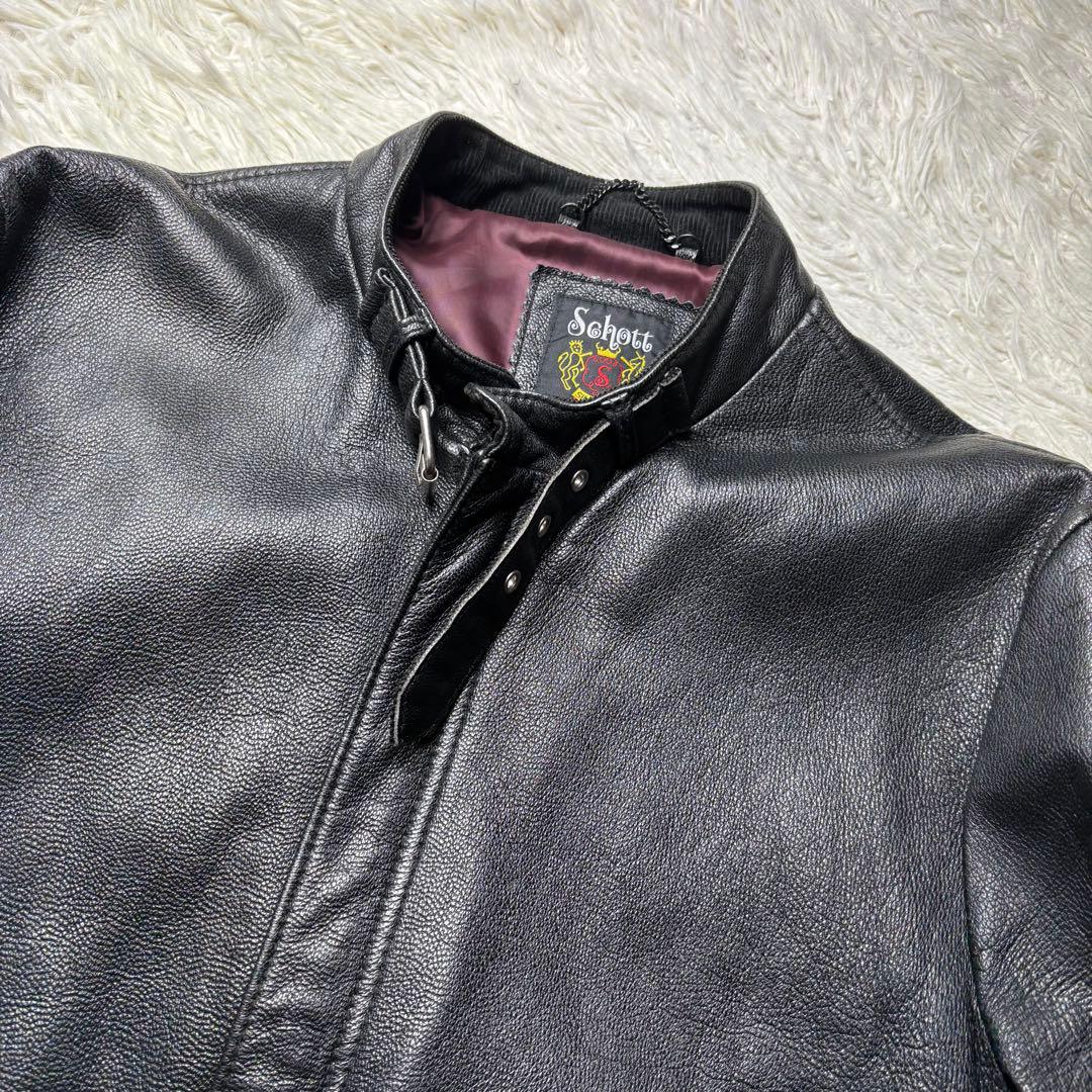 【極美品】Schott シングルライダースジャケット ゴートレザー L