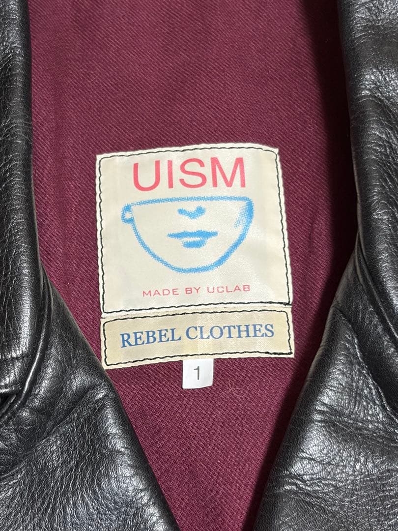 UISM ブラック レザー ダブルライダースジャケット