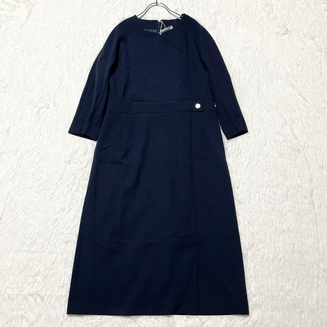 【新品タグ付き】 ドゥクラッセ 金ボタン ロングワンピース ネイビー 3L